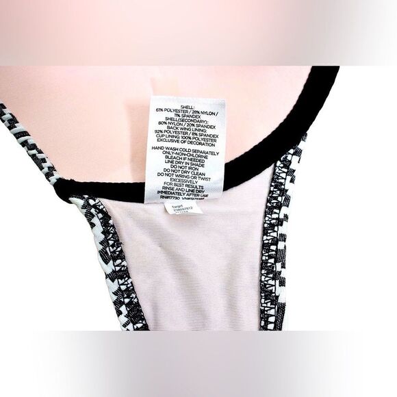 Shade & Shore Black White Geometric Lightly Padded Bra Bikini Swim Top 34C Beach - Picture 6 of 6